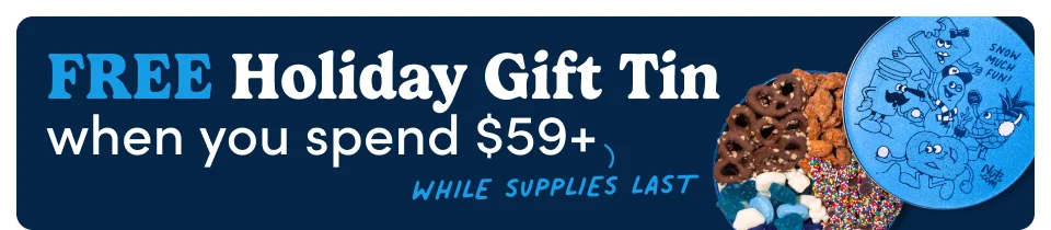 Free Holiday gift tin when you spend $59+ while supplies last