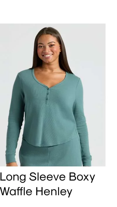 Waffle Long Sleeve Boxy Henley