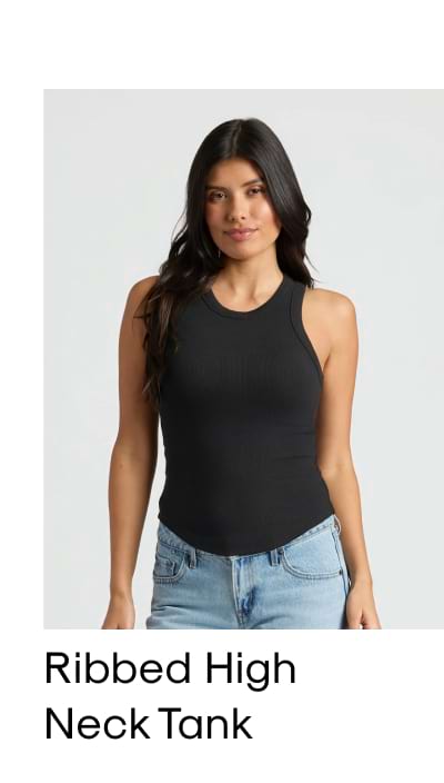 Ribbed High Neck Tank
