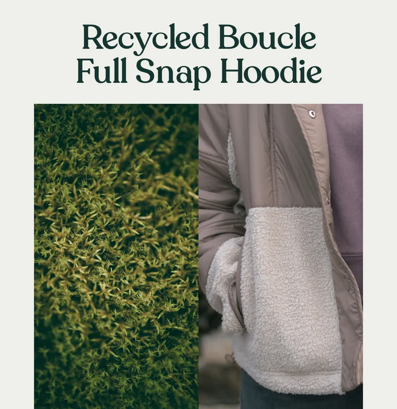 Recycled Boucle Full Snap Hoodie