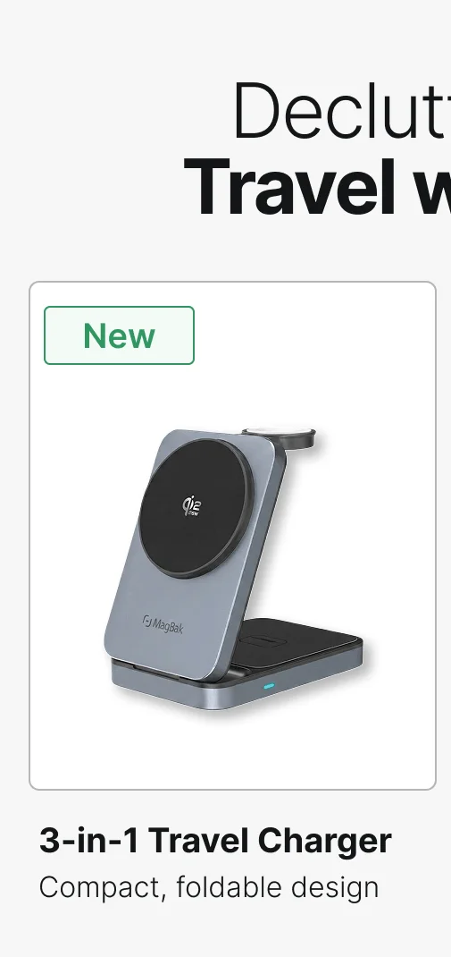 3-in-1 Travel Charger Compact, foldable design