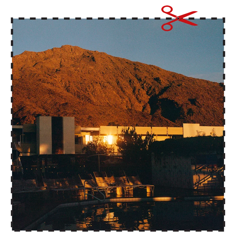 A tranquil twilight view of Ace Hotel & Swim Club Palm Springs, capturing the resort's relaxing ambiance.