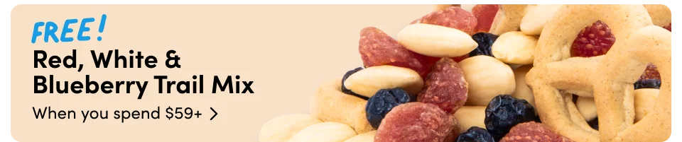 FREE! Red, White & Blueberry Trail Mix; when you spend $59+