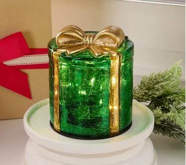 Illuminated Mercury Crackle Glass Gift Box by Valerie