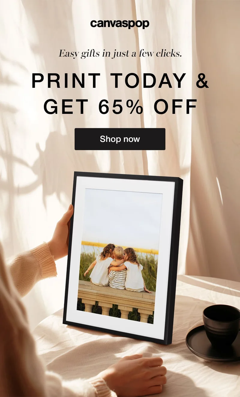 Easy gifts in just a few clicks. Print today & get 65% off.