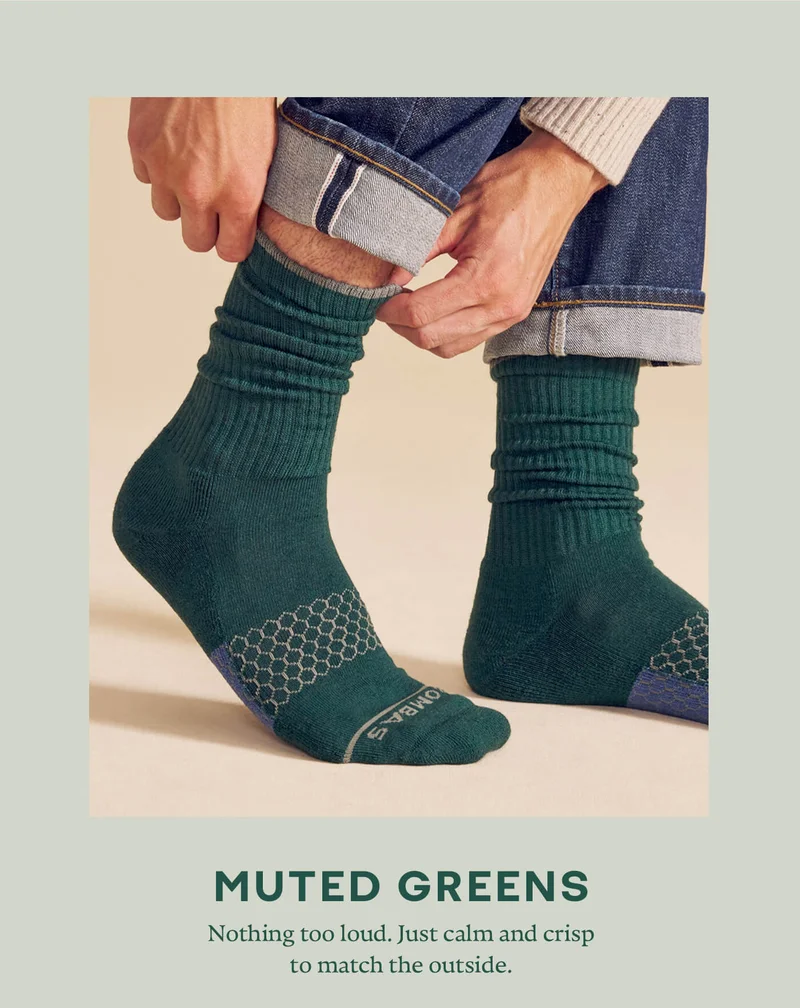 Muted Greens - Nothing too loud. Just calm and crisp to match the outside.