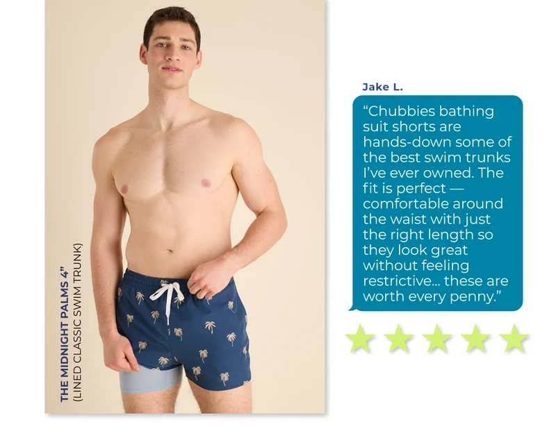 Lined Classic Swim Trunk: The Midnight Palms 4"