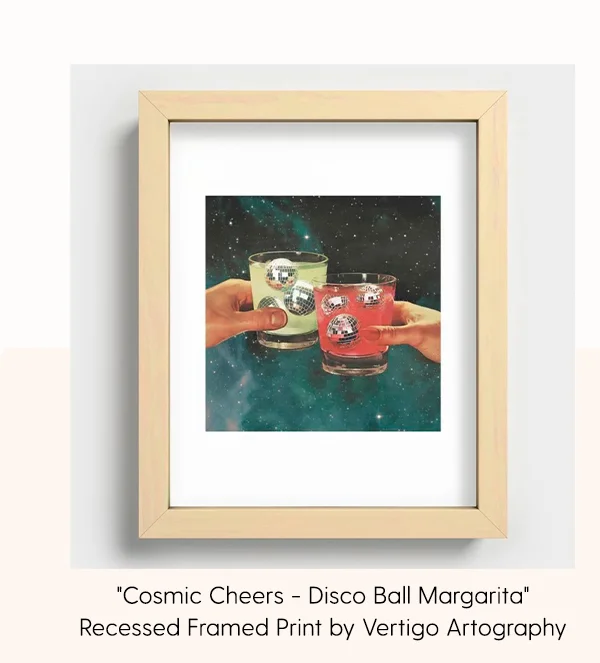 Cosmic Cheers - Disco Ball Margarita Recessed Framed Print by Vertigo Artography