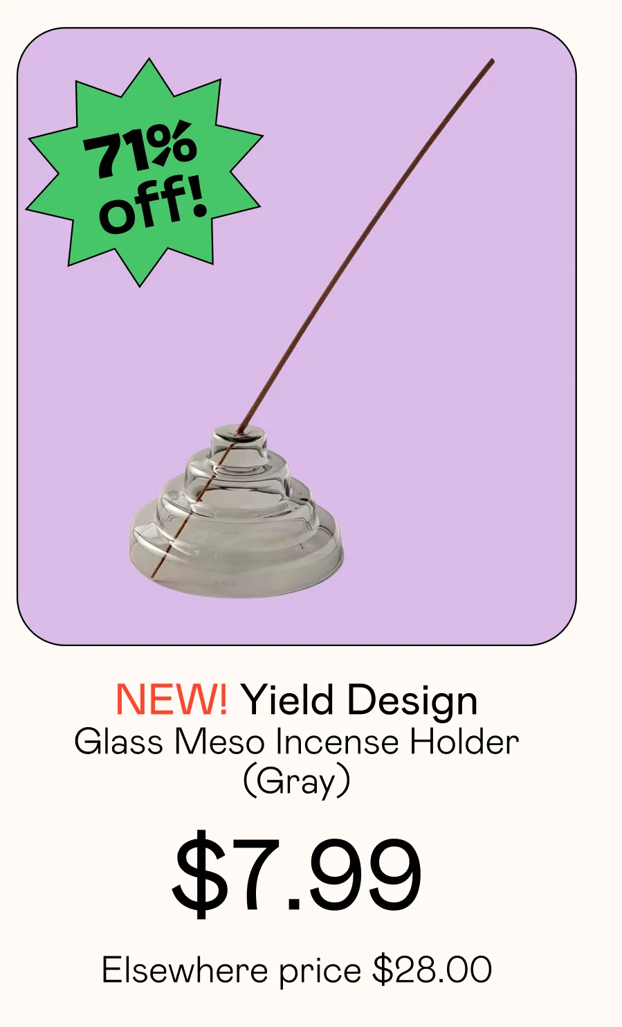 Glass Meso Incense Holder (Gray)