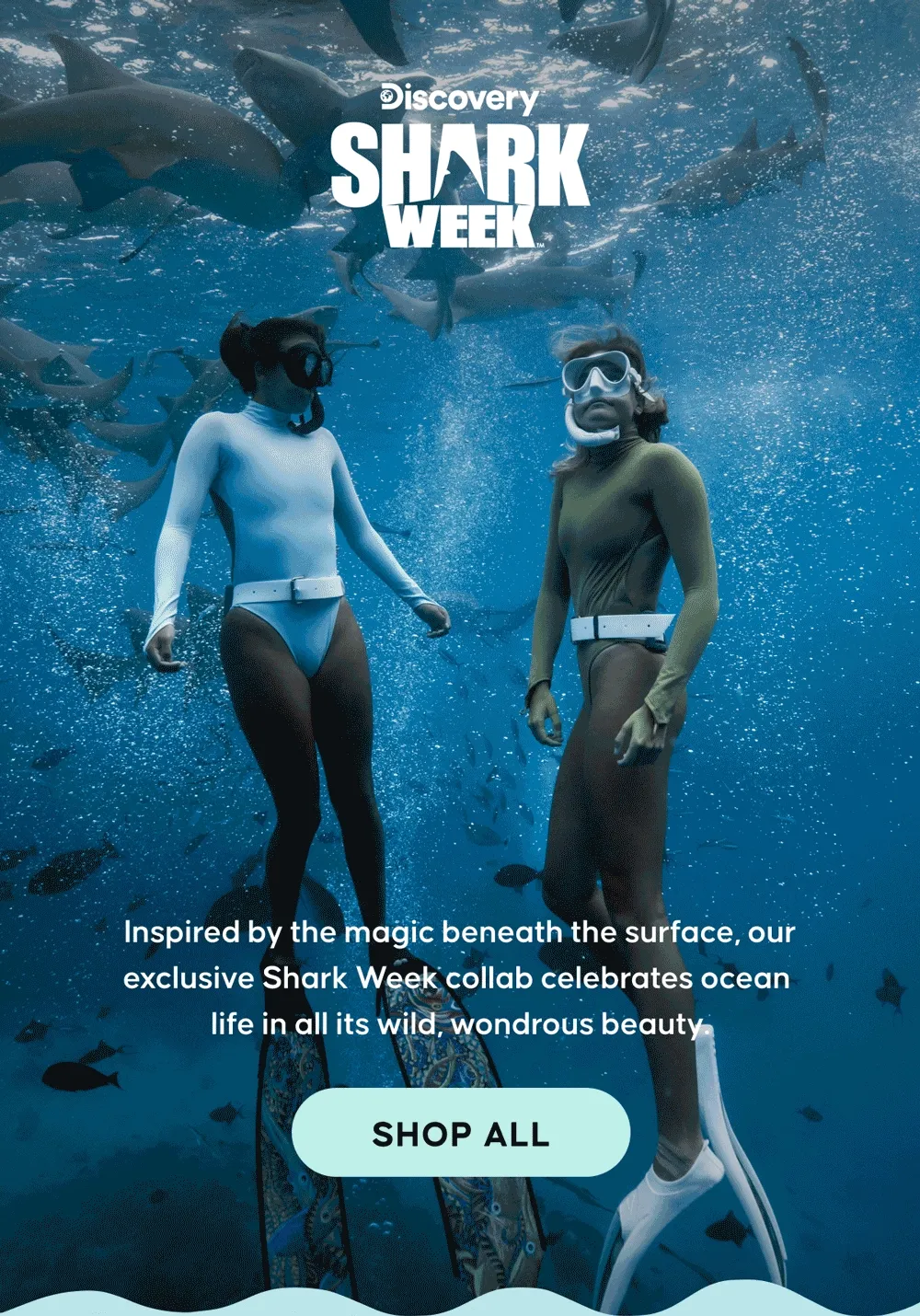 Shark Week x Pura Vida  Inspired by the magic beneath the surface, our exclusive Shark Week collab gives 5% back to Oceana to protect sharks and ocean life. Shop All