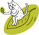 A cat eating a leaf