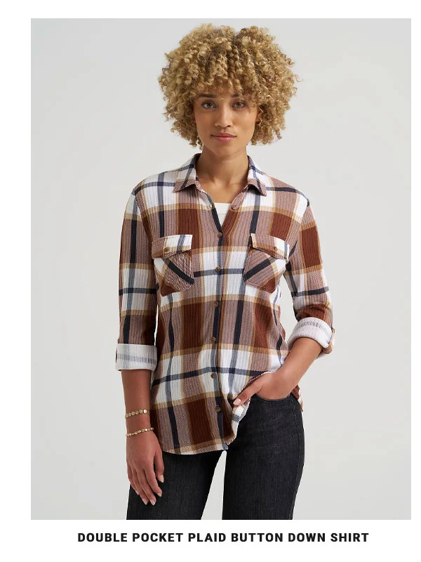 Double Pocket Plaid Button Down Shirt