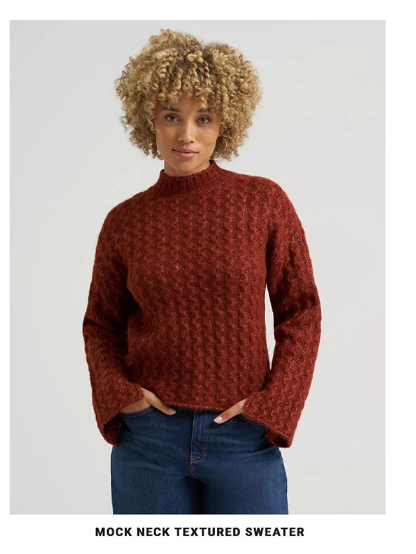 Mock Neck Textured Sweater
