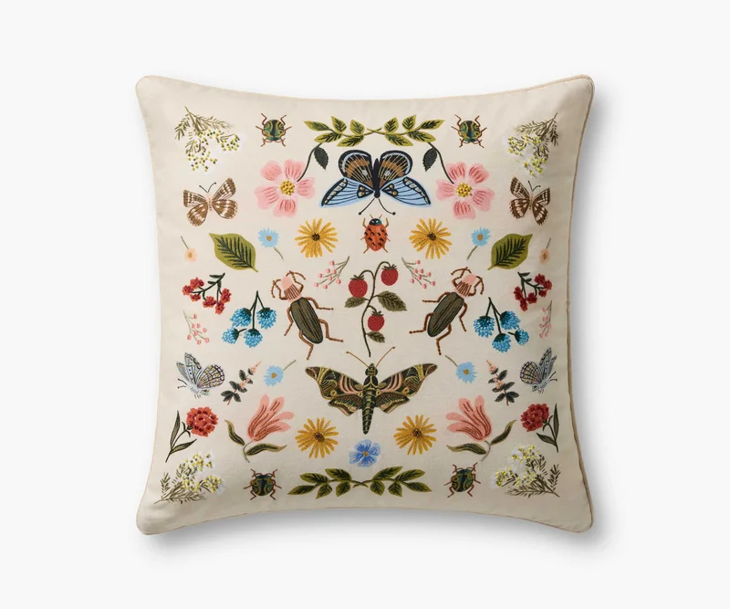Image of Curio Garden Embroidered Pillow - White