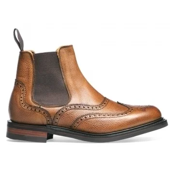 Victoria R Wingcap Brogue Chelsea Boot in Almond Grain Leather