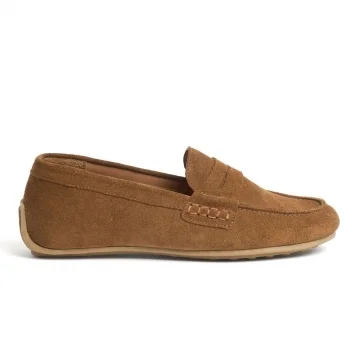 Levitt Driving Moccasin Shoe in Cognac Suede