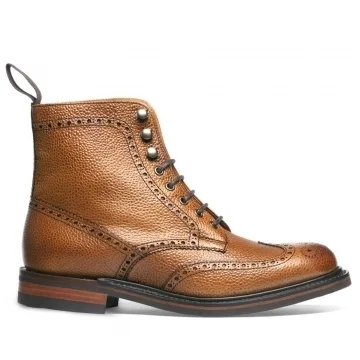 Olivia R Derby Brogue Boot in Almond Grain Leather