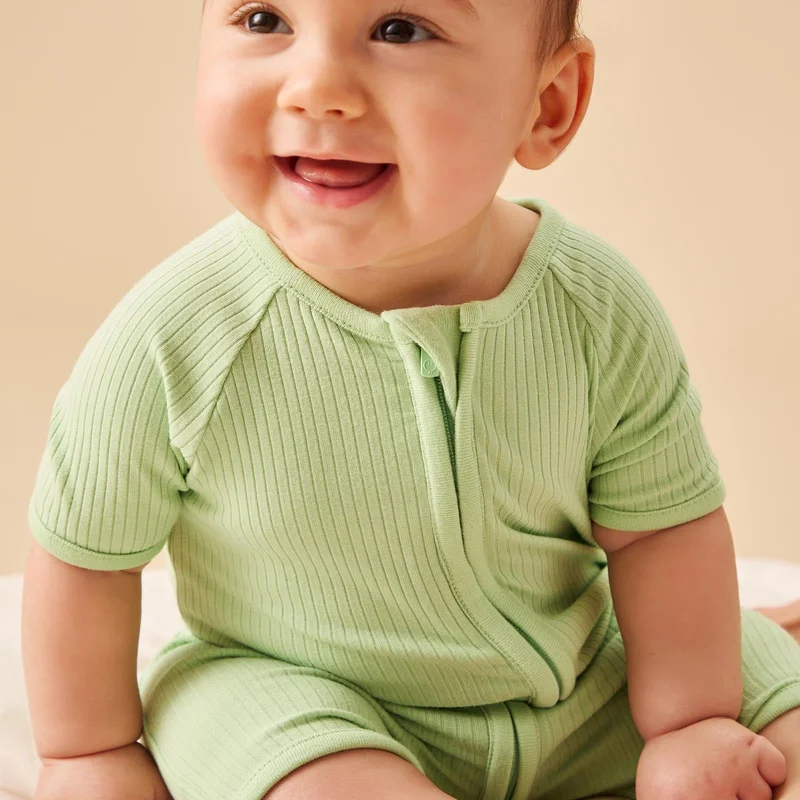 Image of Ribbed Zip Summer Pajamas