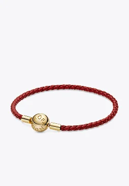 Pandora Moments Red Braided Leather Bracelet