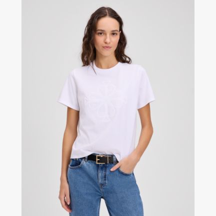 Embroidered Spade Flower Logo Tee