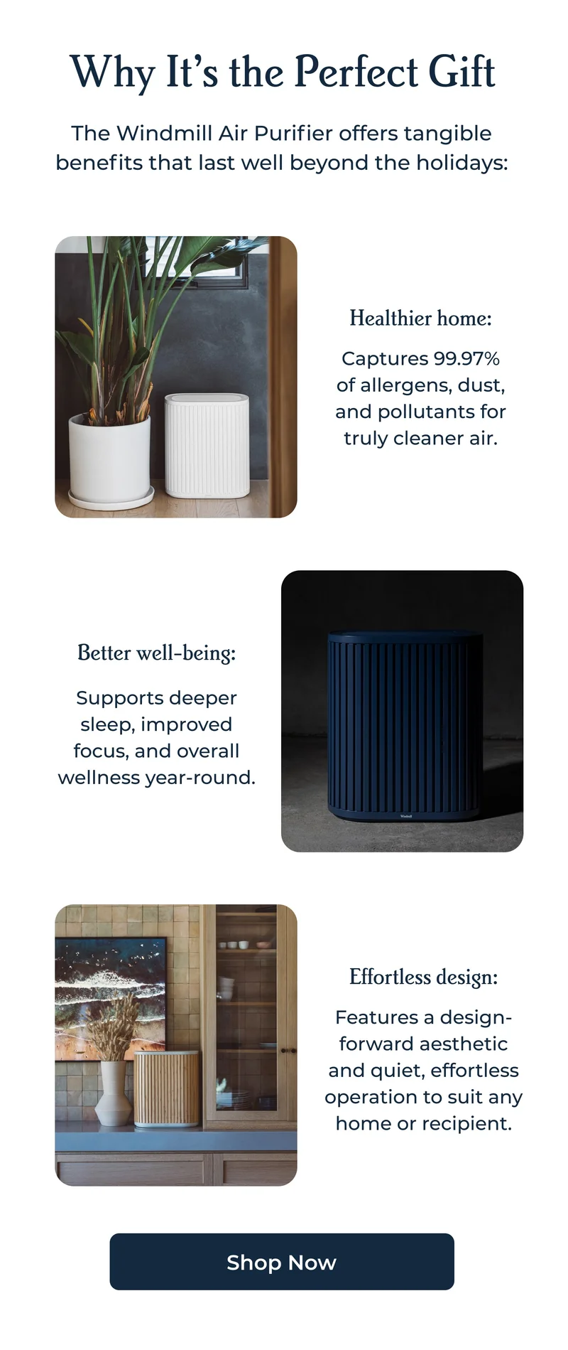 Why It's the Perfect Gift - The Windmill Air Purifier offers tangible benefits that last well beyond the holidays: