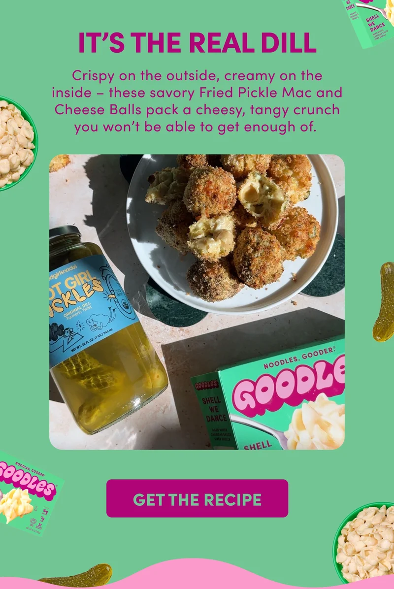 IT’S THE REAL DILL Crispy on the outside, creamy on the inside – these savory Fried Pickle Mac and Cheese Balls pack a cheesy, tangy crunch you won’t be able to get enough of.