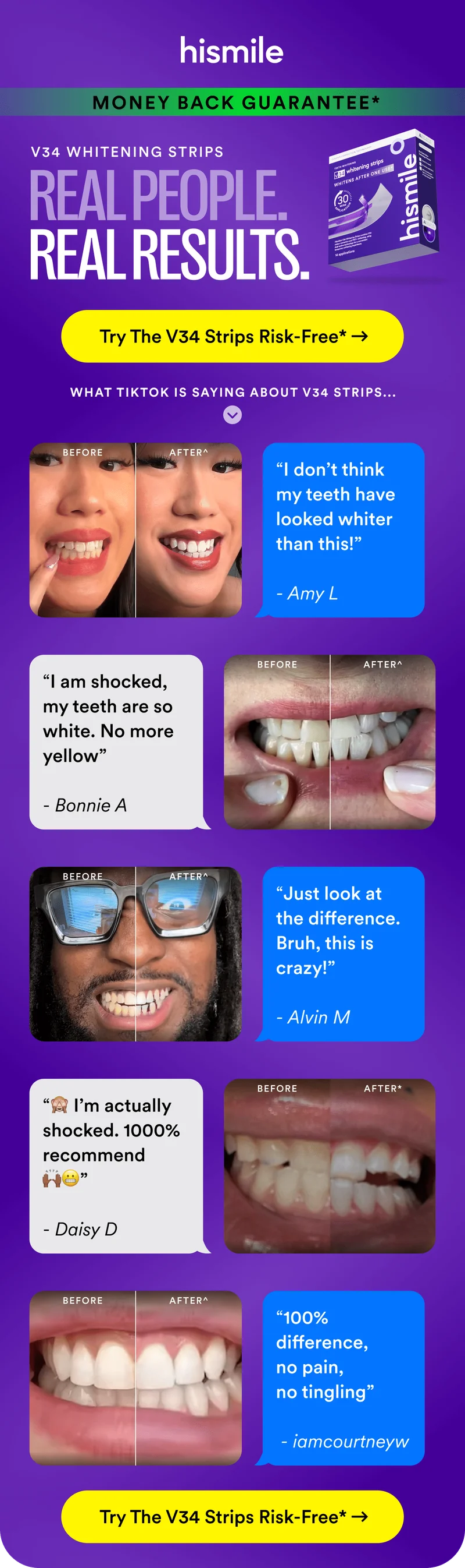 Real People. Real Results. Try the V34 Strips Risk Free*