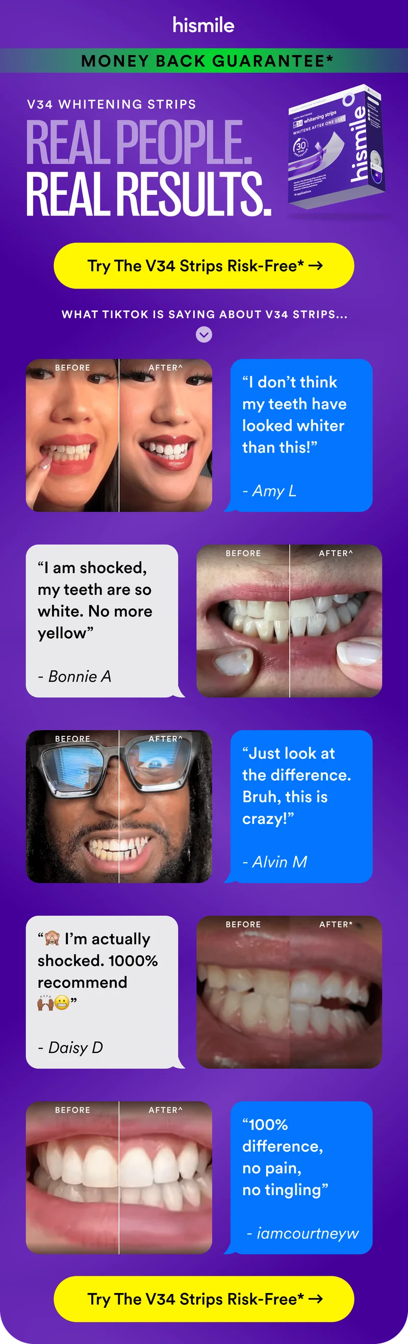 Real People. Real Results. Try the V34 Strips Risk Free*