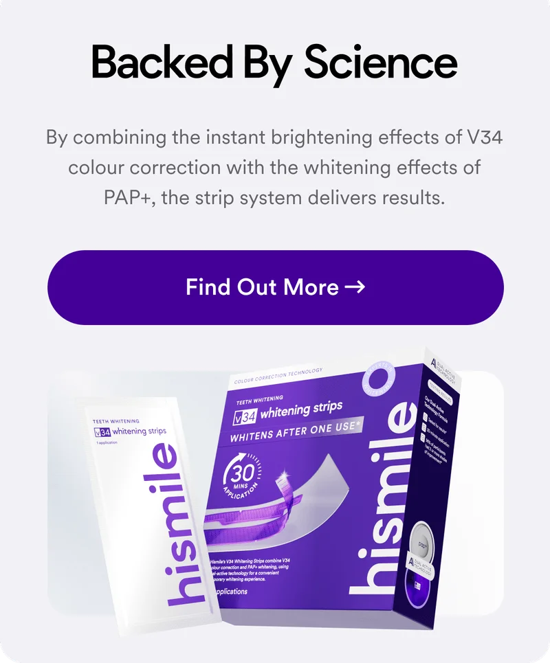 Backed By Science. By combining the instant brightening effects of V34 colour correction with the whitening effects of PAP+, the strip system delivers results.