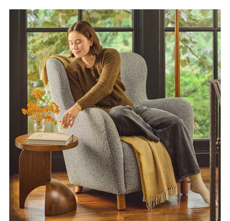 Bijou Gray Boucle - Archie Lounge Chair