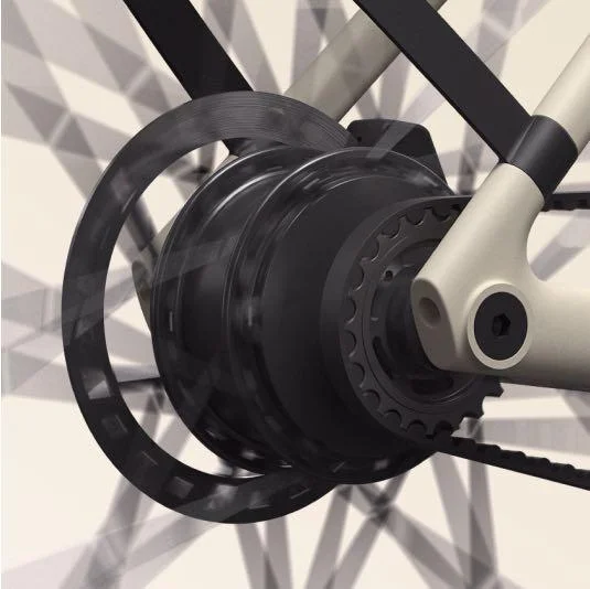 A photographic render. A close up of the rear drive mechanism