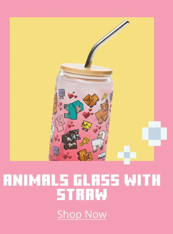 Animals Glass with Straw