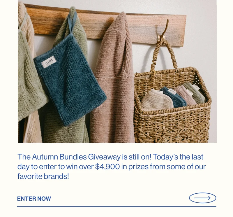 The Autumn Bundles Giveaway is still on! Today’s the last day to enter to win over $4,900 in prizes from some of our favorite brands! Enter Now