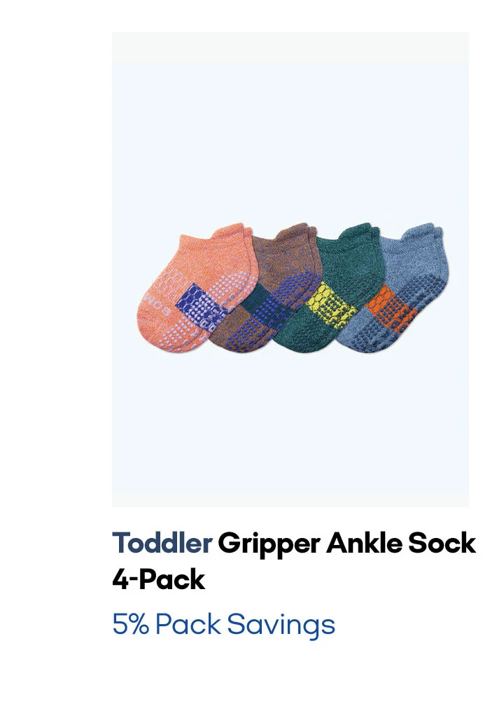 Toddler Gripper Ankle Sock 4-Pack