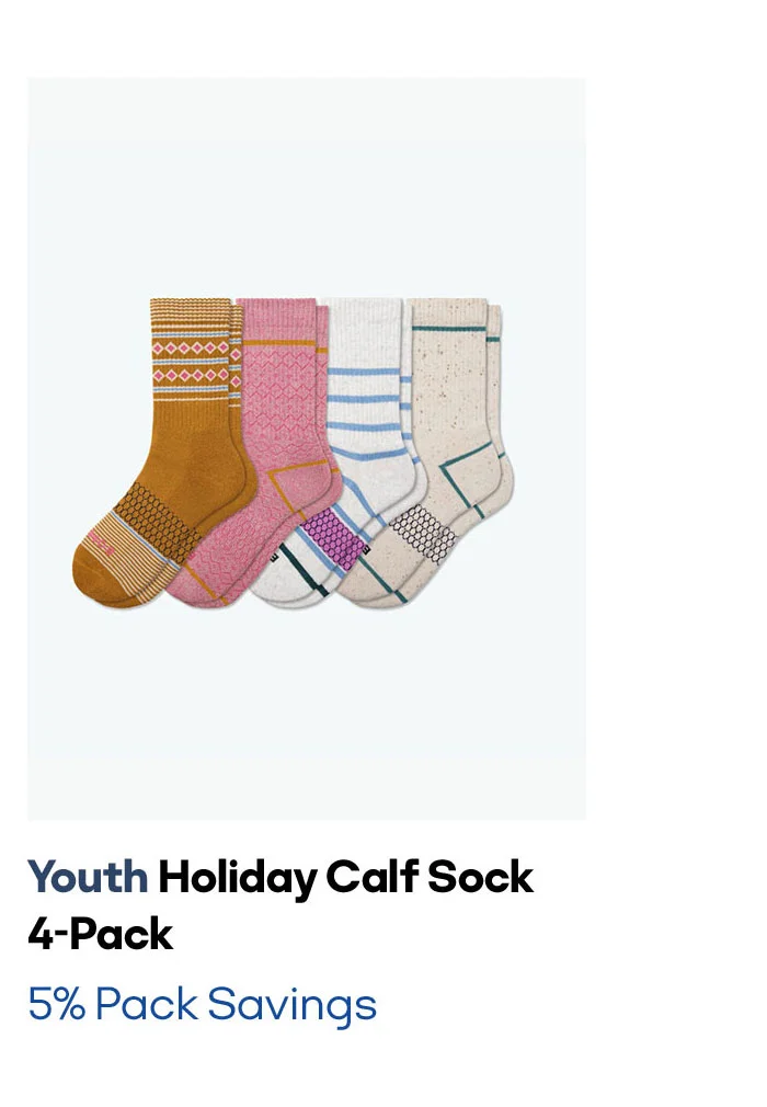Youth Holiday Calf Sock 4-Pack