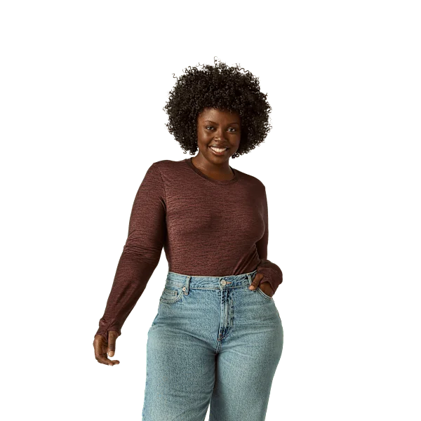 Women's Merino Wool Blend Crew Neck Long Sleeve T-Shirt