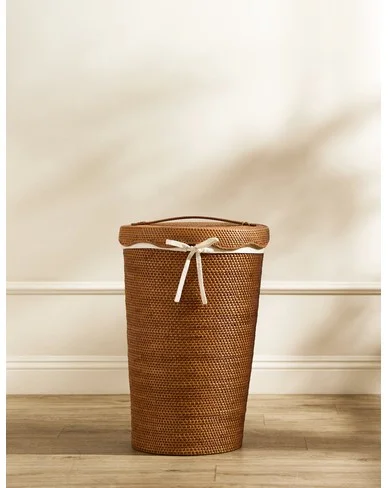 Tyna Rattan Lidded Hamper-Natural