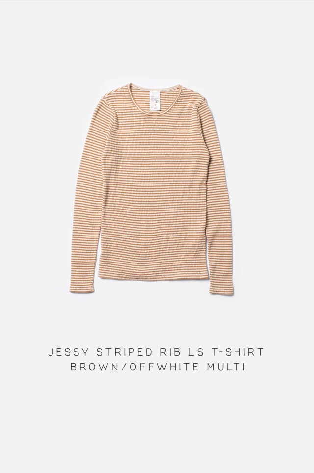 Jessy Striped Rib LS T-Shirt Brown/Offwhite Multi