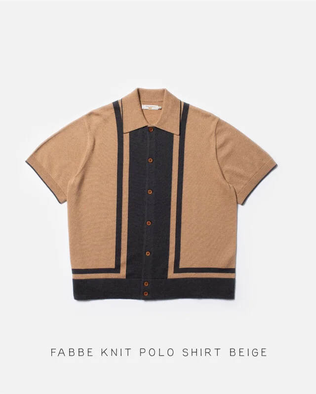 Fabbe Knit Polo Shirt Beige