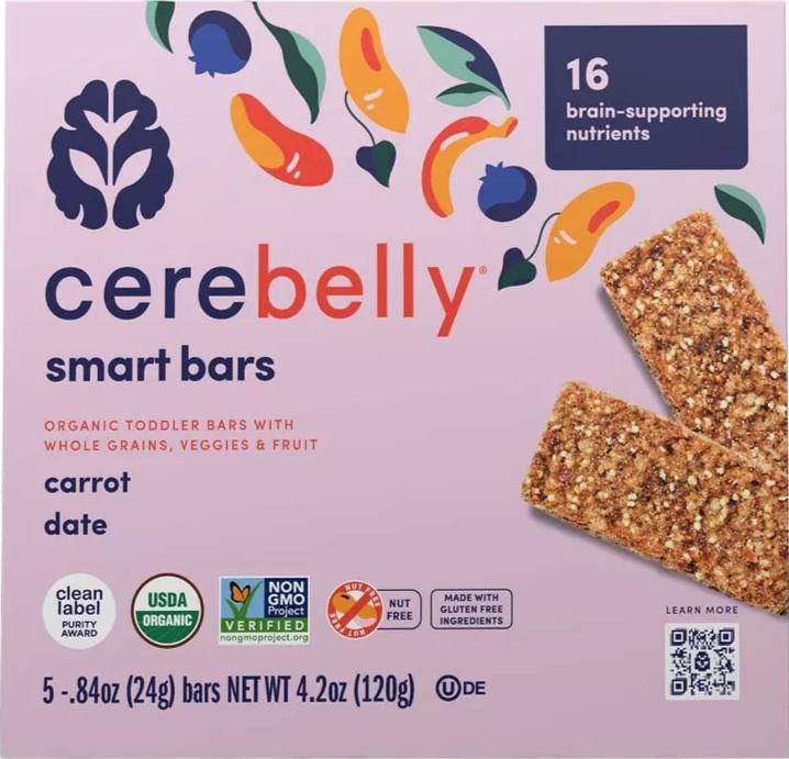 <span style="font-weight: 700; font-style: normal; text-decoration: none; font-family: Vulf_Sans-Medium, Helvetica Neue, Arial, sans-serif; font-size: 16px; line-height: 20px">Cerebelly </span><span style="font-style: normal; text-decoration: none; font-family: Vulf_Sans-Medium, Helvetica Neue, Arial, sans-serif; font-size: 16px; line-height: 20px">Organic Carrot Date Smart Snack Bars (5 CT)</span>