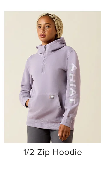 1/2 Zip Hoodie in Purple Ash