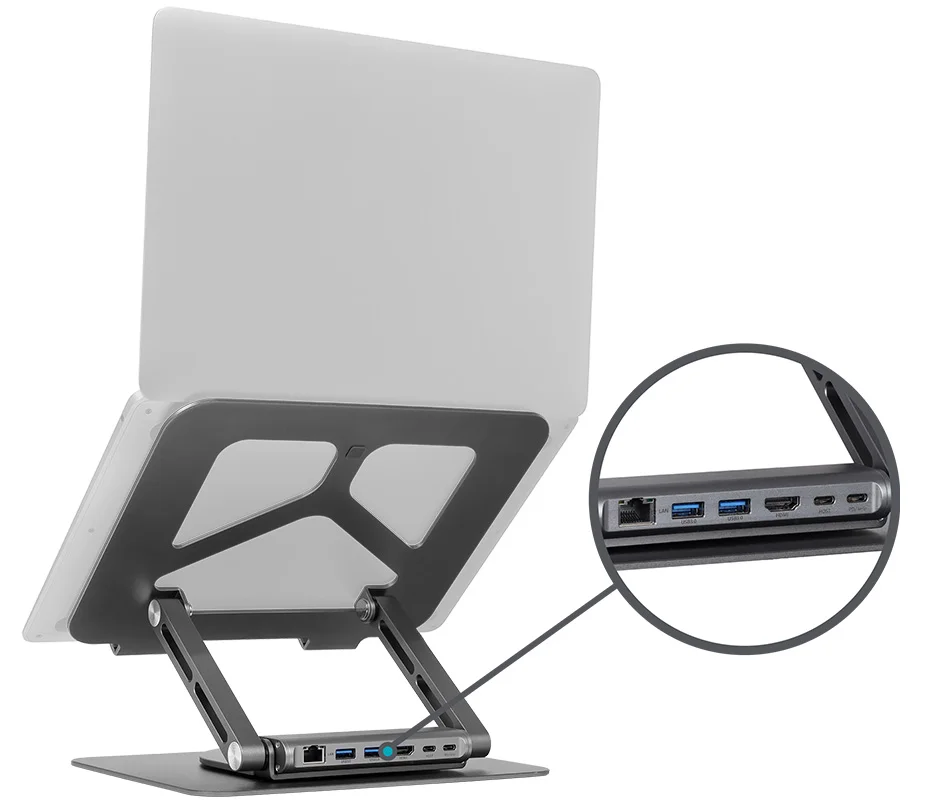 6-in-1 Z-Fold Laptop Stand and USB-C Docking Station 4K HDMI, Gigabit Ethernet, 360° Rotating Base Shop Now >>