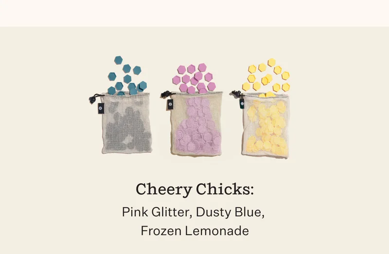 [Cheery Chicks] Pink Glitter, Dusty Blue, Frozen Lemonade