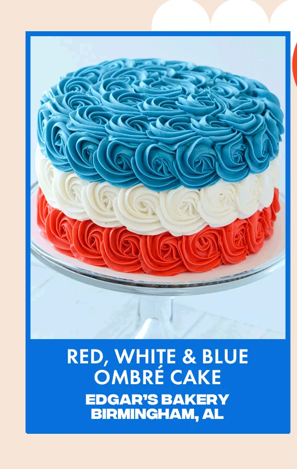 Red, white, and blue cake