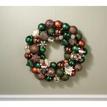 Kringle Express 22" Lit Shatterproof Ornament Wreath