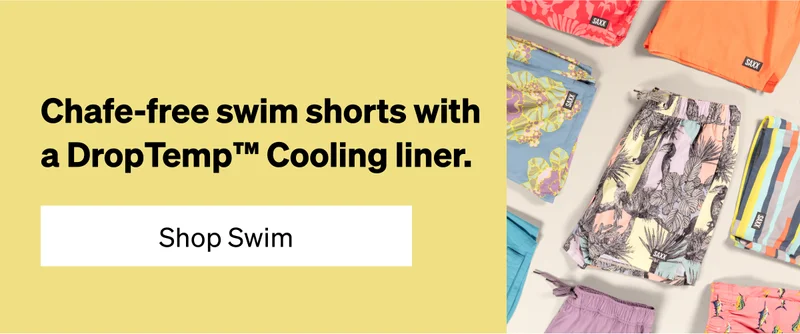 Chafe-free swim shorts with a DropTemp Cooling liner.