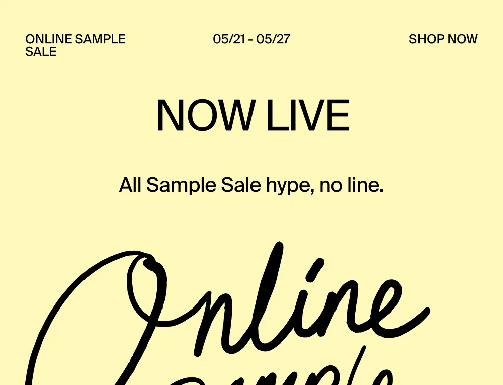 Shop Online Sample Sale