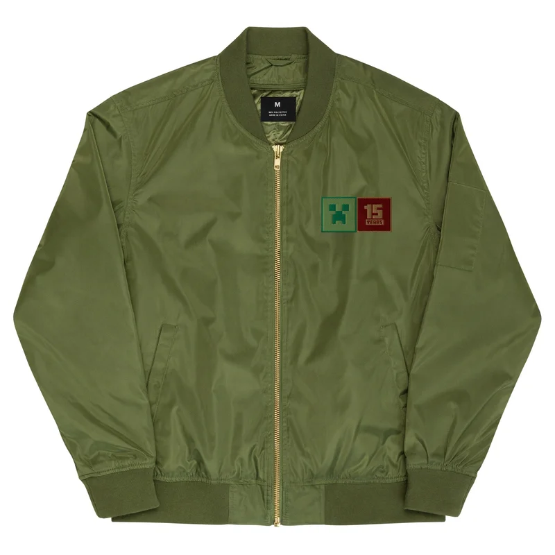Image of Minecraft 15th Anniversary Embroidered Adult Bomber Jacket