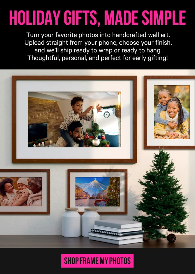 Holiday Gifts, Made Simple: Turn your favorite photos into handcrafted wall art. Upload straight from your phone, choose your finish, and we’ll ship ready to wrap or ready to hang. Thoughtful, personal, and perfect for early gifting!