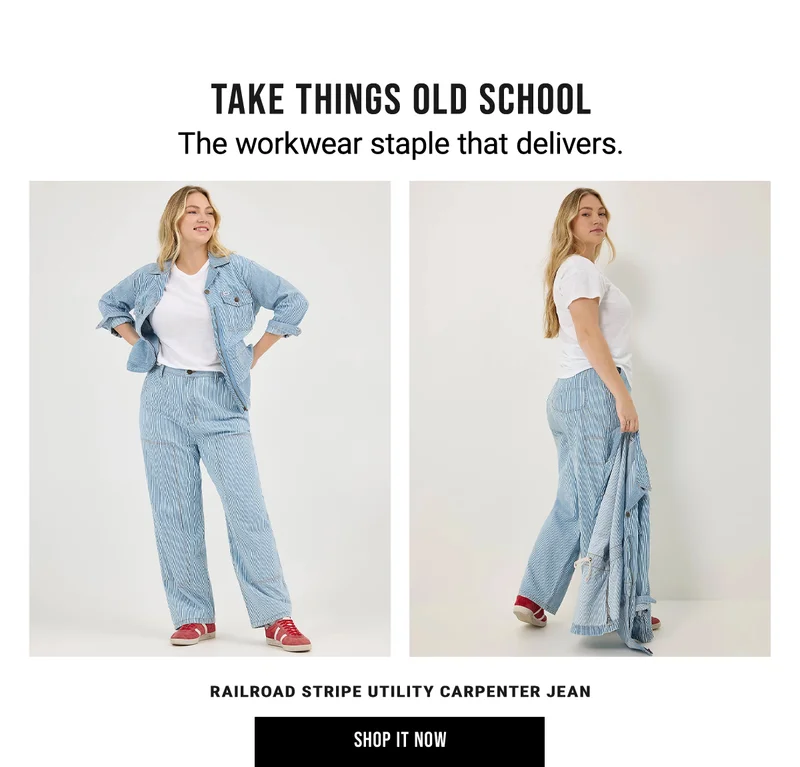 take things old school The workwear staple that delivers. Railroad Stripe Utility Carpenter Jean. Shop it Now